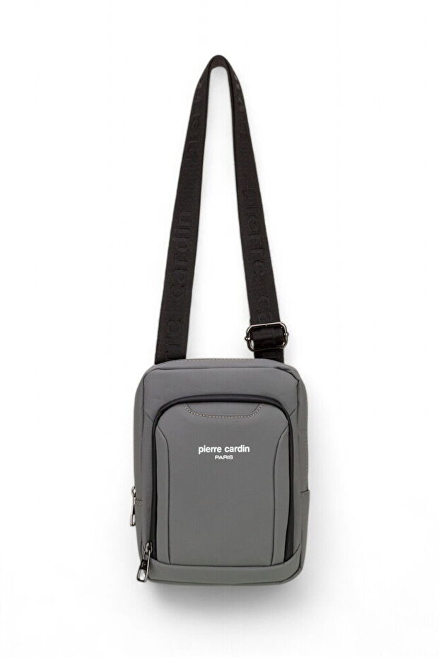Gray Men's Messenger Bag with Logo Detail 01Pc002013