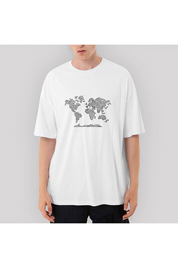 Harita İkon Oversize White T-Shirt