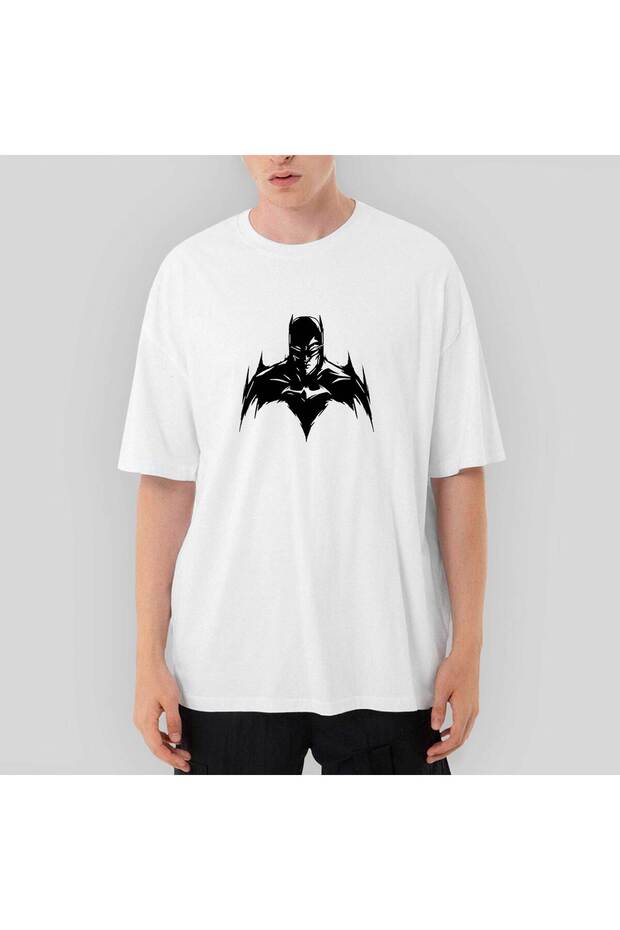Batmn Silluhette Oversize White T-Shirt