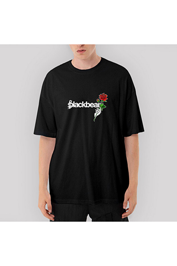تي شيرت Blackbear Hand Held Rose أسود كبير الحجم