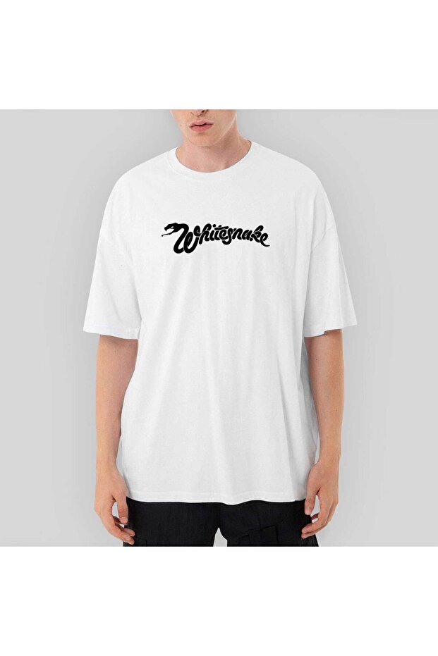 Whitesnake Logo Text Oversize White T-Shirt