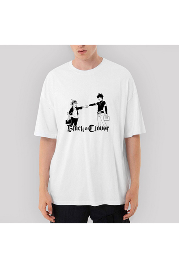 Black Clover Asta And Yuno Oversize White T-Shirt L