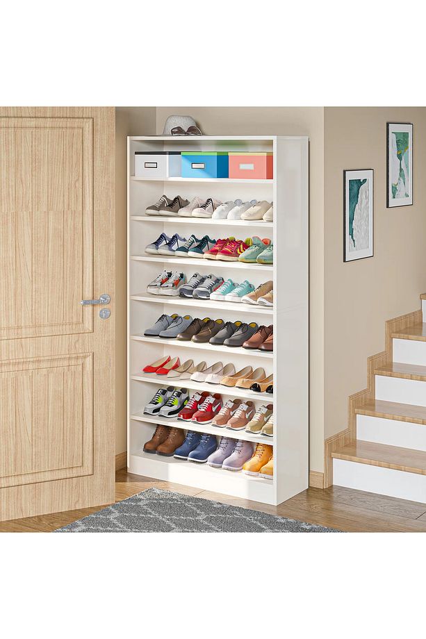 Beyaz Ayakkabılık Rafı, %100 Mdf Ayakkabılık, Ayakkabı Standı, Çok Amaçlı Raf, Ayakkabı Dolabı - 3
