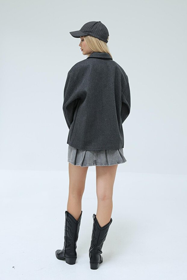 Kaşe Biker Ceket - 3