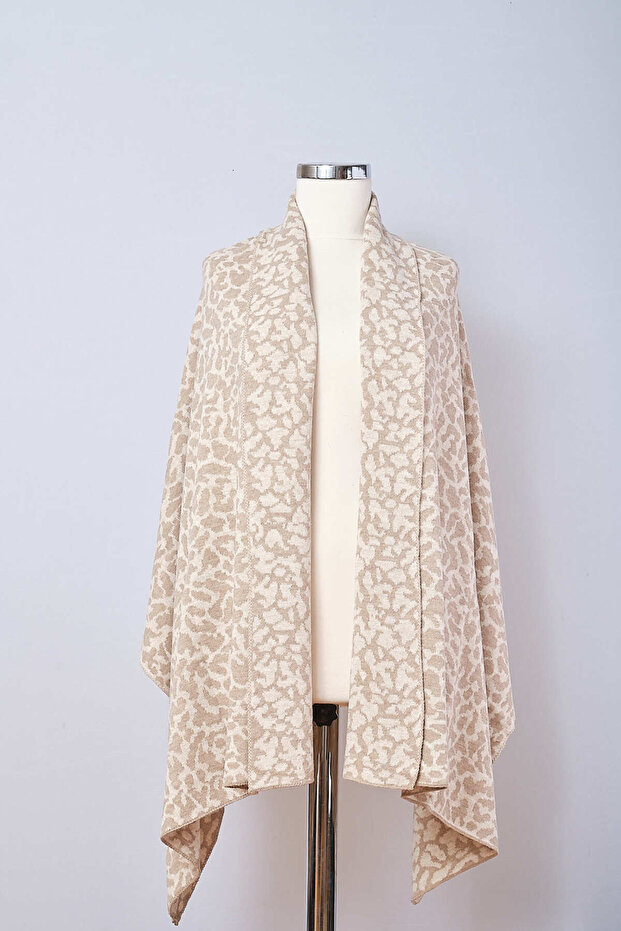 Leopard Patterned Knitwear Shawl - 2