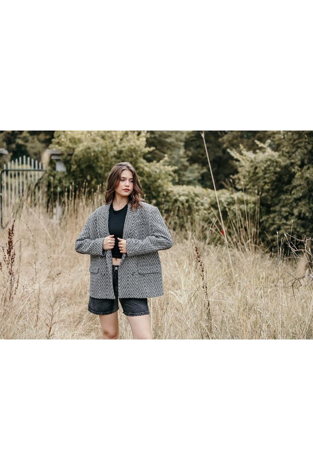 Jakarlı Blazer Ceket - 7