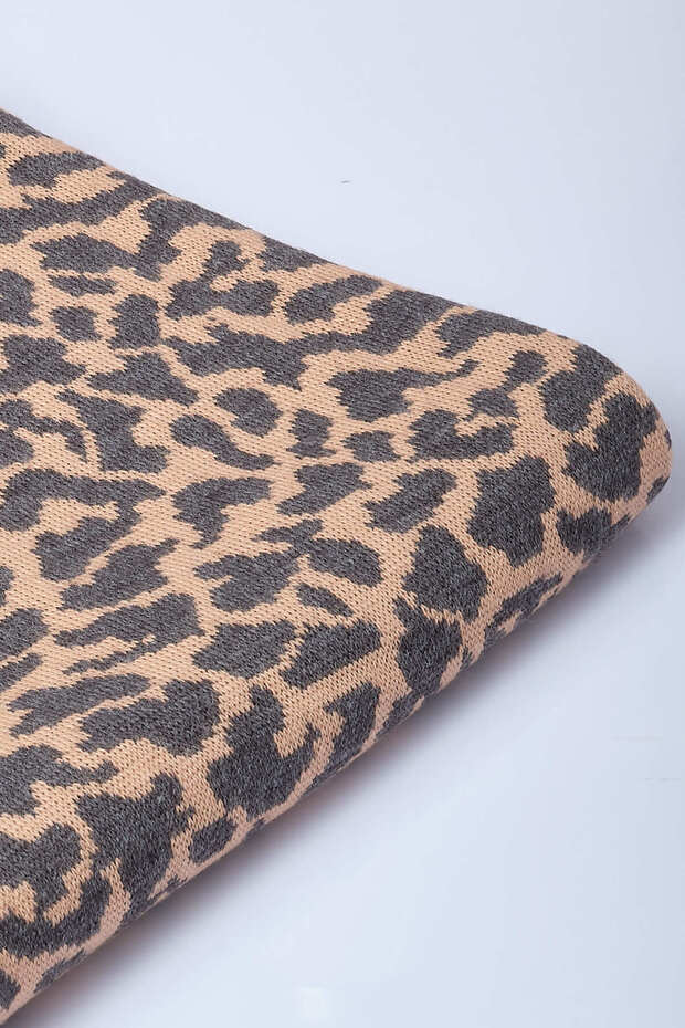 Leopard Patterned Knitwear Shawl - 4