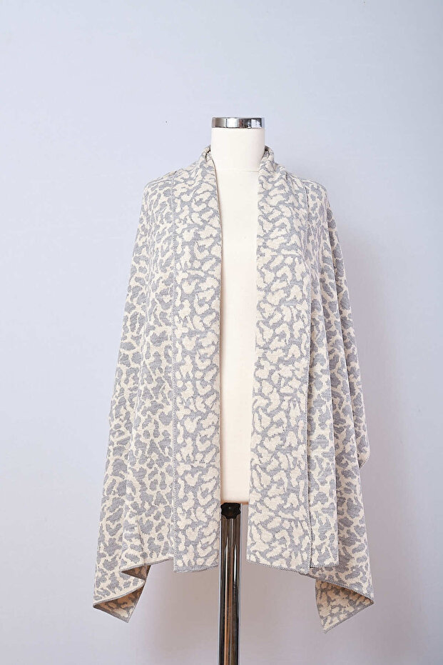Leopard Patterned Knitwear Shawl - 2