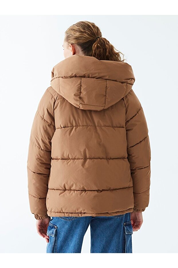 Brown inflatable Hooded Jacket - 4