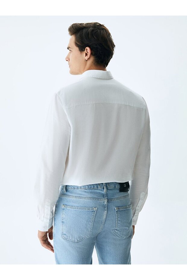 Dokulu Beyaz Gömlek - 3