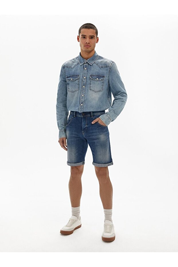 Darwın Orta Bel Jean Bermuda - 1