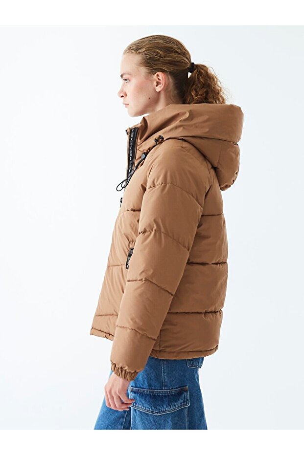 Brown inflatable Hooded Jacket - 5