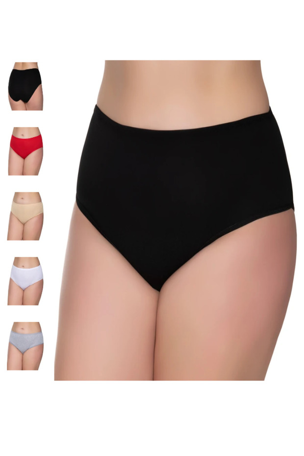 5-Piece Women's Colorful Ribbed Bato Panties -Ml01