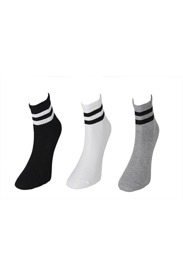 Unisex Black And White Striped College Socks 2 Pairs