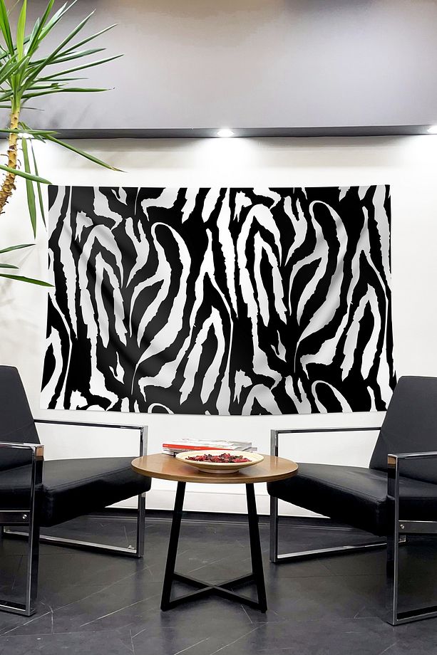 Siyah ve Beyazın Uyumu: Zebra Desenli Duvar Örtüsü Duvar Halısı Tapestry - 1