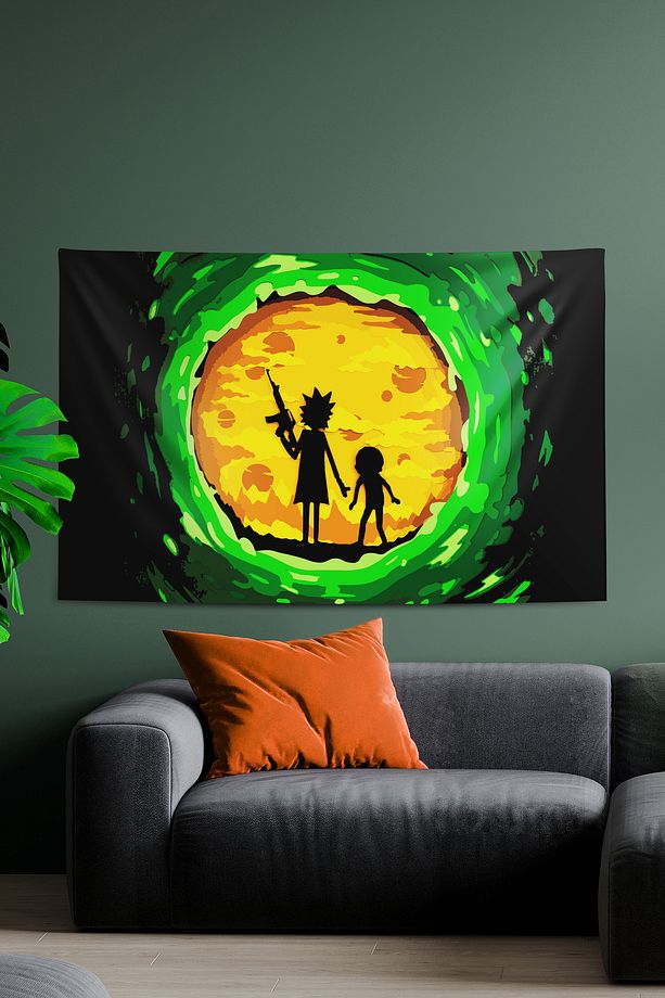 " Rick And Morty Zeka, Mizah Ve Sonsuz Olasılıklar " Kumaş Duvar Örtüsü Duvar Halısı - 1