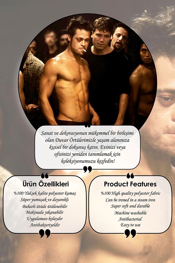 Fight Club Tyler Durden Birinci Kalite Kumaş Duvar Örtüsü Duvar Halısı Tapestry - 5