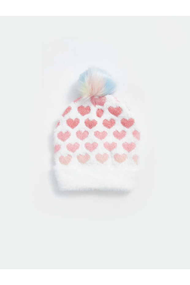 Lcw Accessories Mixed Printed Girl's Beret with Pompom Detail