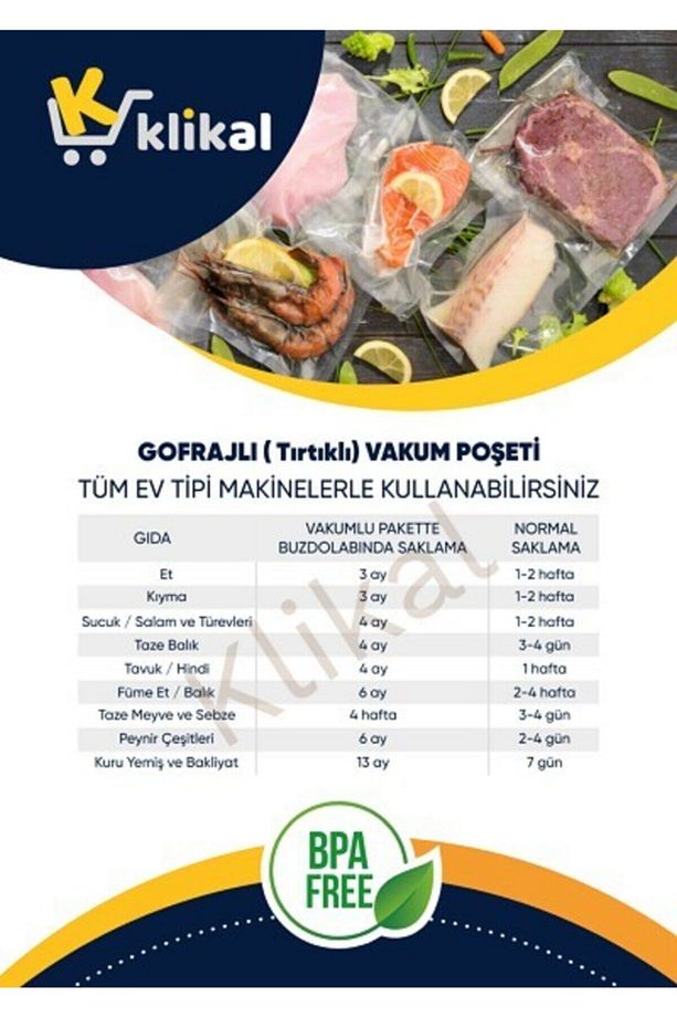 15x20 Cm 100 Adet Gofrajlı Tırtıklı Vakum Poşeti -torbası Çok Katmanlı Kalın Tip - 3
