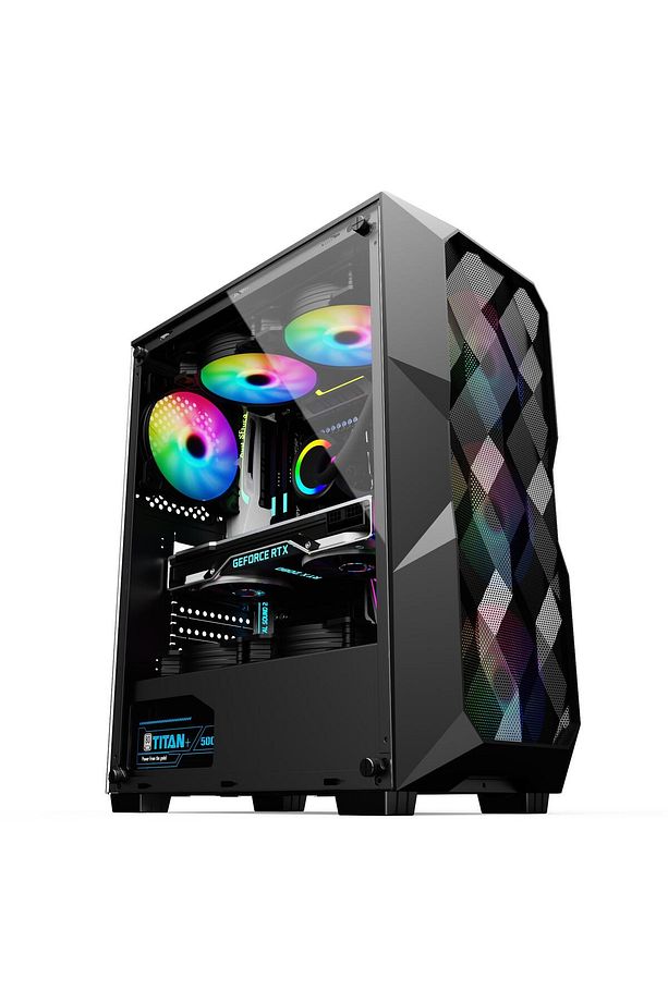 Snt B200 Mid Tower Atx Gaming 4 X Argb X Argb Fanlar Ve Kontrolcü Masaüstü Bilgisayar Kasası (power - 4