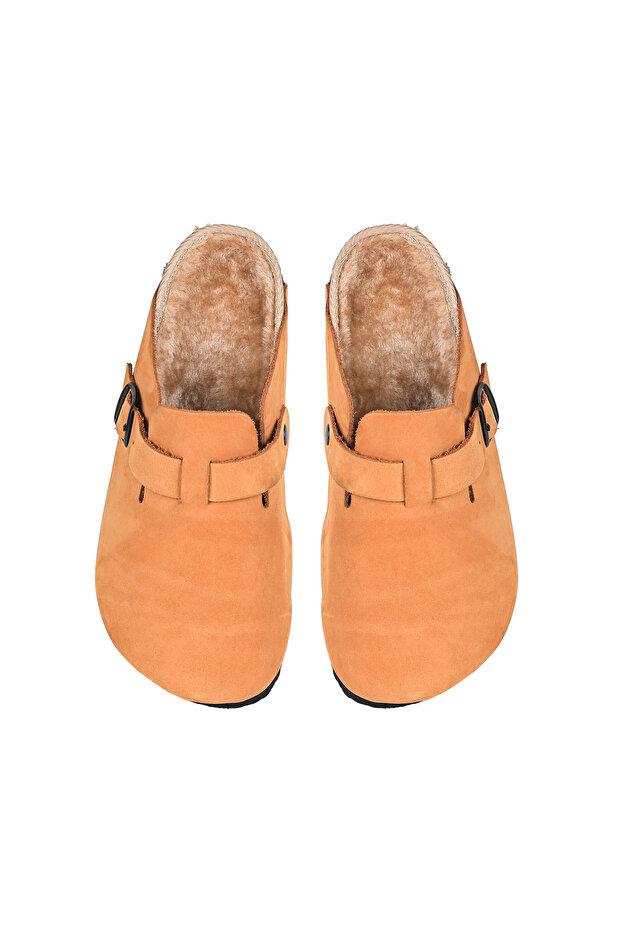 Genuine Leather Tan Plush Home and Outdoor Slippers