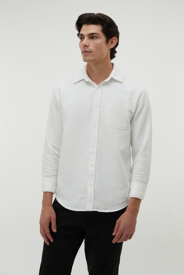 Men's Beige Color Cotton Regular Fit Shirt