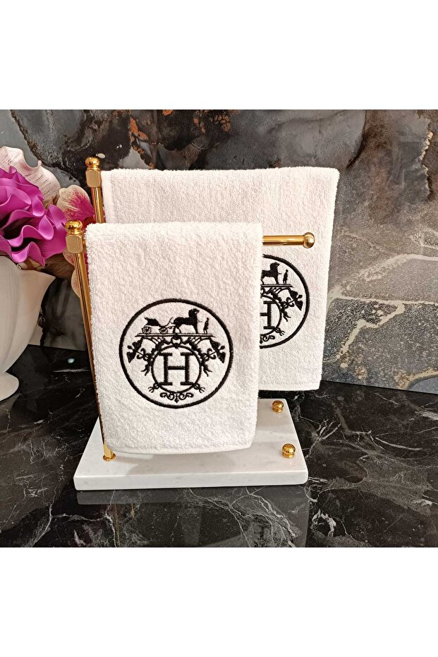 Siyah Nakış Detaylı Mutfak Havlusu Ve Banyo Havlusu 2 Adet - 8