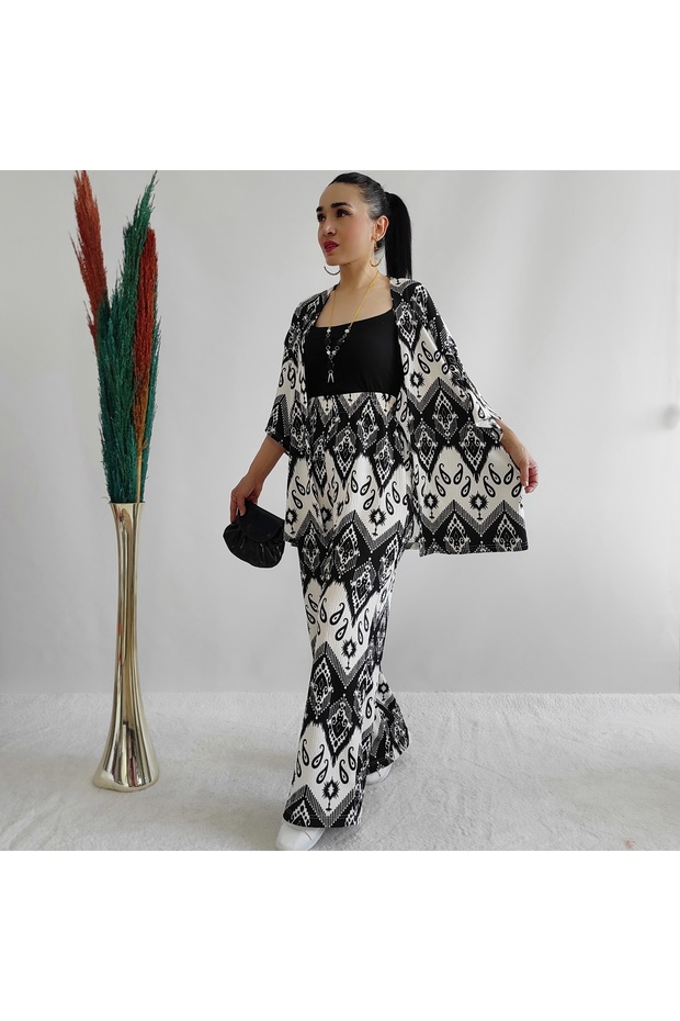 طقم كيمونو منقوش - 4