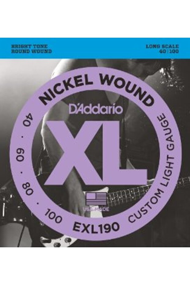 Exl190 Bass Guitar String Set, Xl, 40-100, Long Scale, Nickel