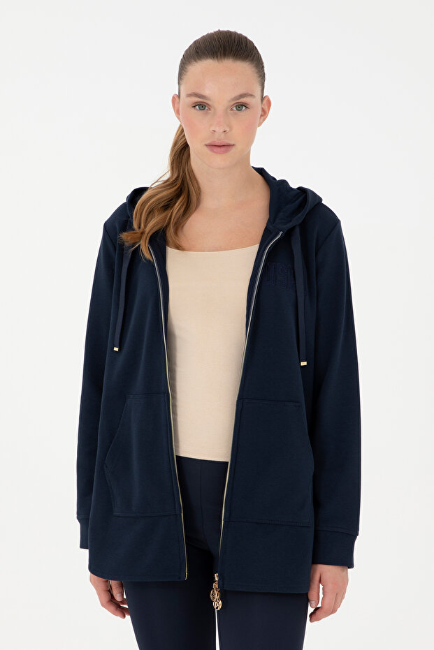 Women's Navy Blue Hooded Sweatshirt 50289545-Vr033