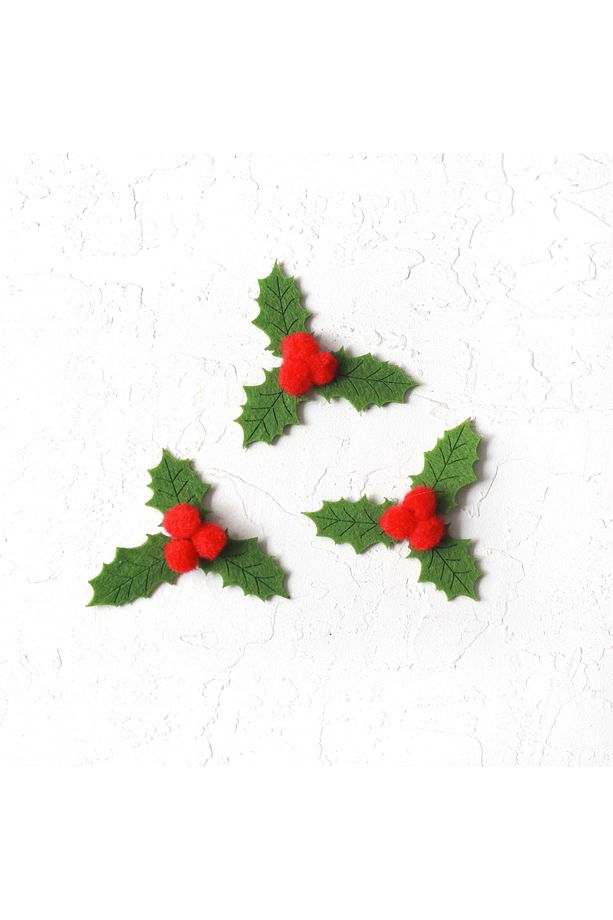 Keçe Motif Yılbaşı Çiçeği, 5.5 Cm Açık Yeşil (1 Adet) - 1