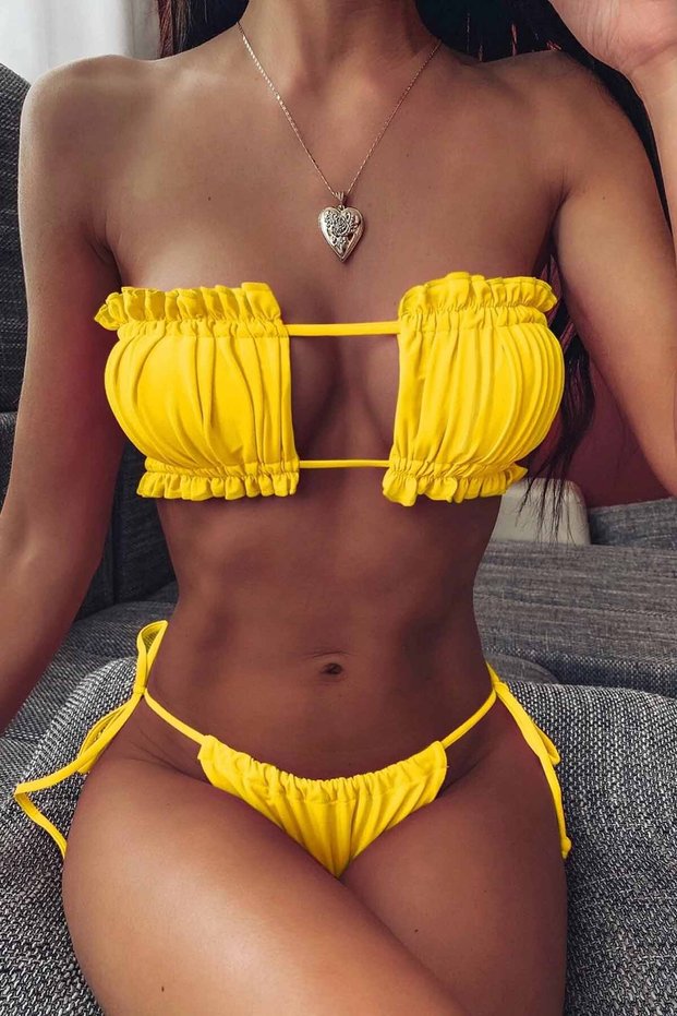 Brazilian Model Gathered Tie-Up Bikini Bottoms