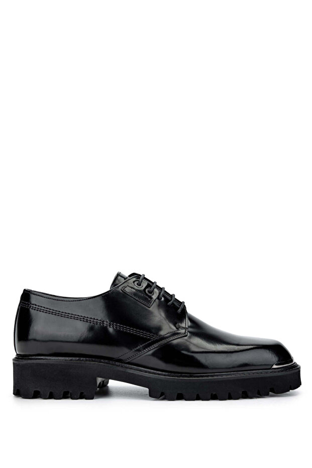 Men's Genuine Leather Black Opening Casual Shoes