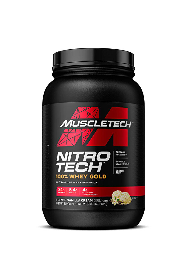 Nitro-Tech 100% Whey Gold Protein Powder, Muscle Growth & Recovery – French Vanilla Cream (2lbs)