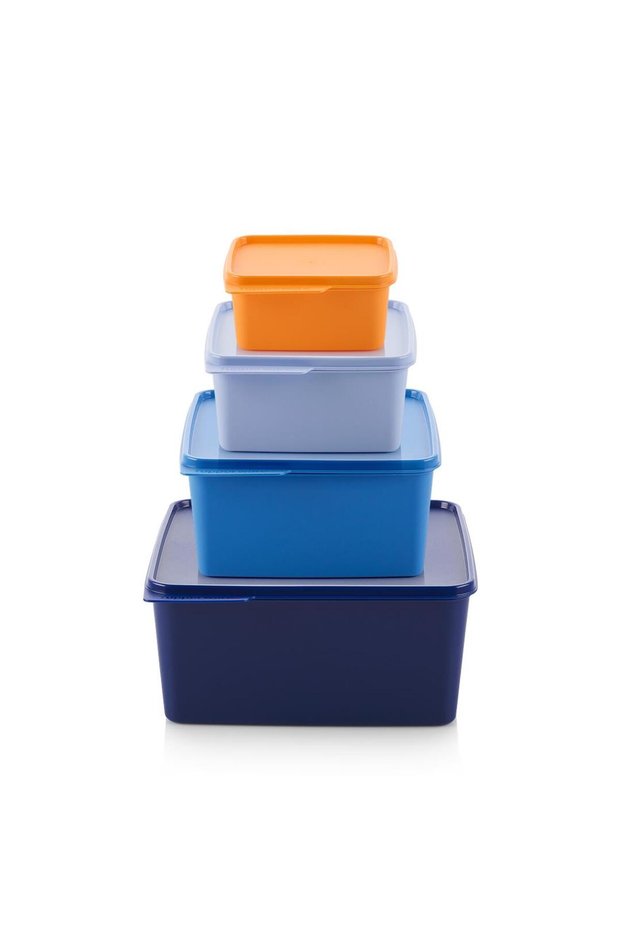 Mango Set of 4 500 Ml, 1.2 L, 2.5 L, 5 L Blue and Navy Blue Leak Proof Practical Storage Containers
