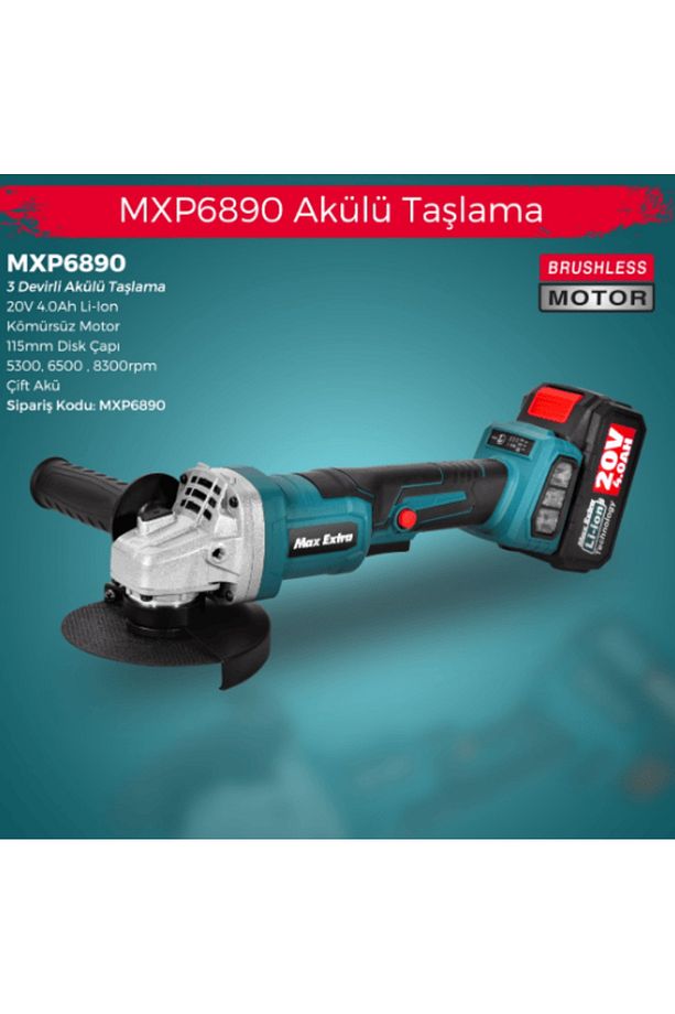 Mxp 6890 Akülü Avuç Taşlama 115 Mm 20 V. 4 Ah. Çift Akü Devir Ayarlı - 2