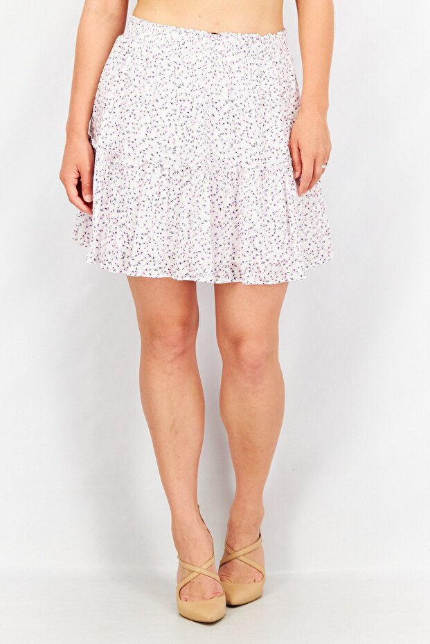 Women Floral Print Vibes Mini Skirts, Multicolor