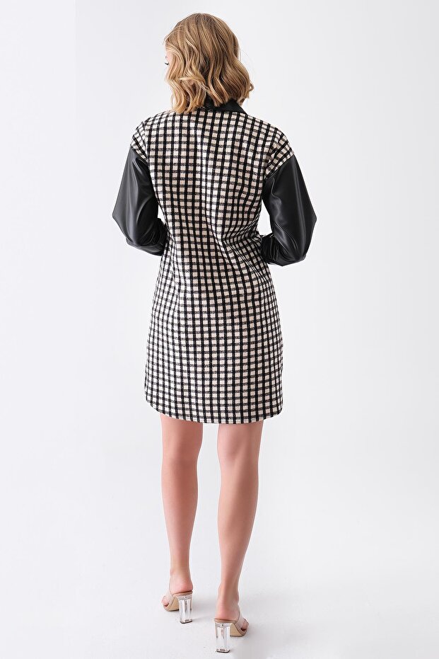 Deri Logo Detaylı Gömlek Elbise - 3