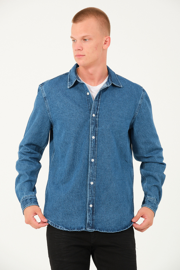 Denim Kot Regular Erkek Gömlek - 6