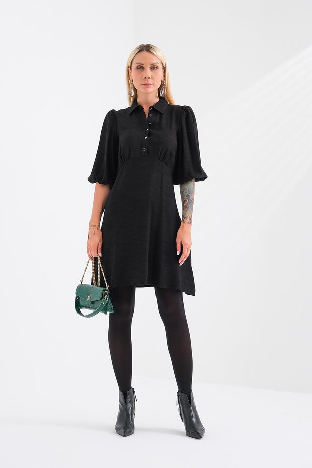 Button Detailed Dress - 4