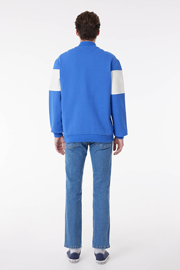 Erkek Sweatshirt Mavi - 4