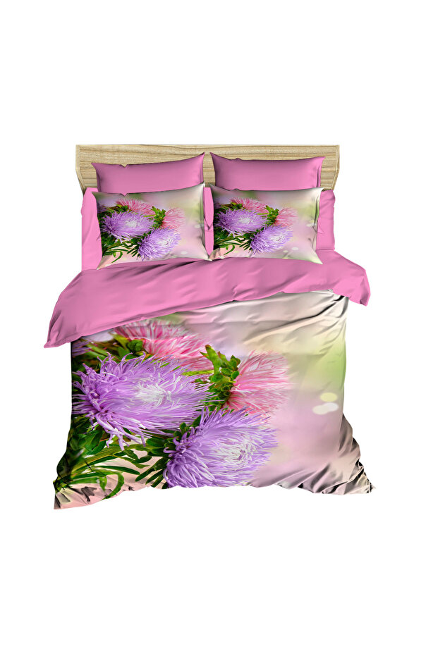 Pin Leaf Blossom Violet Blue 3D Digital Double Duvet Cover Set