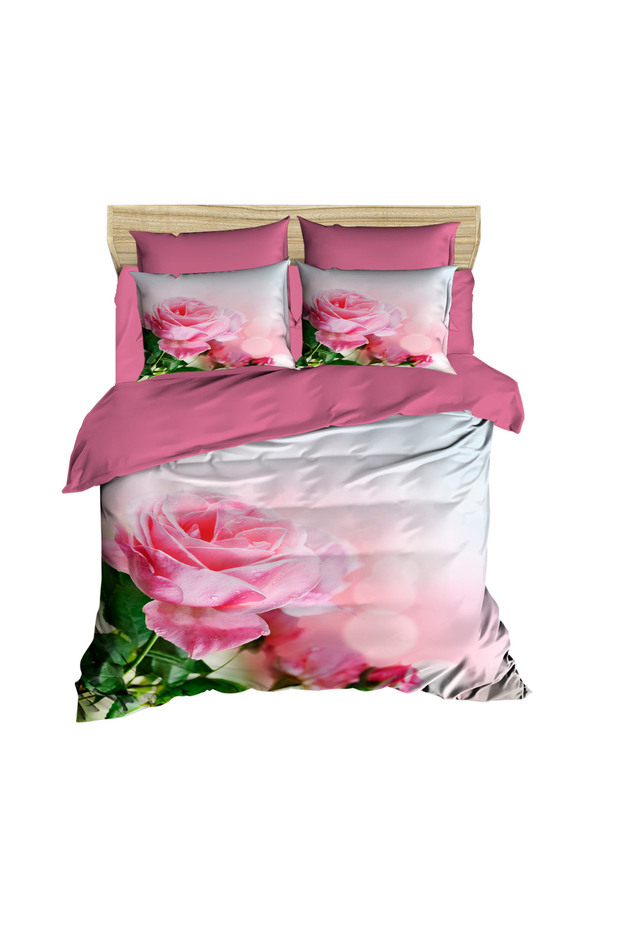 3D Digital Double Duvet Cover Set in Pink Rose Branch