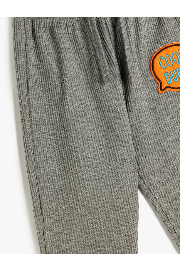 Beli Bağlamalı Aplike Detaylı Basic Jogger Eşofman Altı - 3