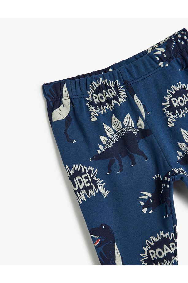 Jogger Eşofman Altı Dinozor Baskılı Beli Lastikli Pamuklu - 3