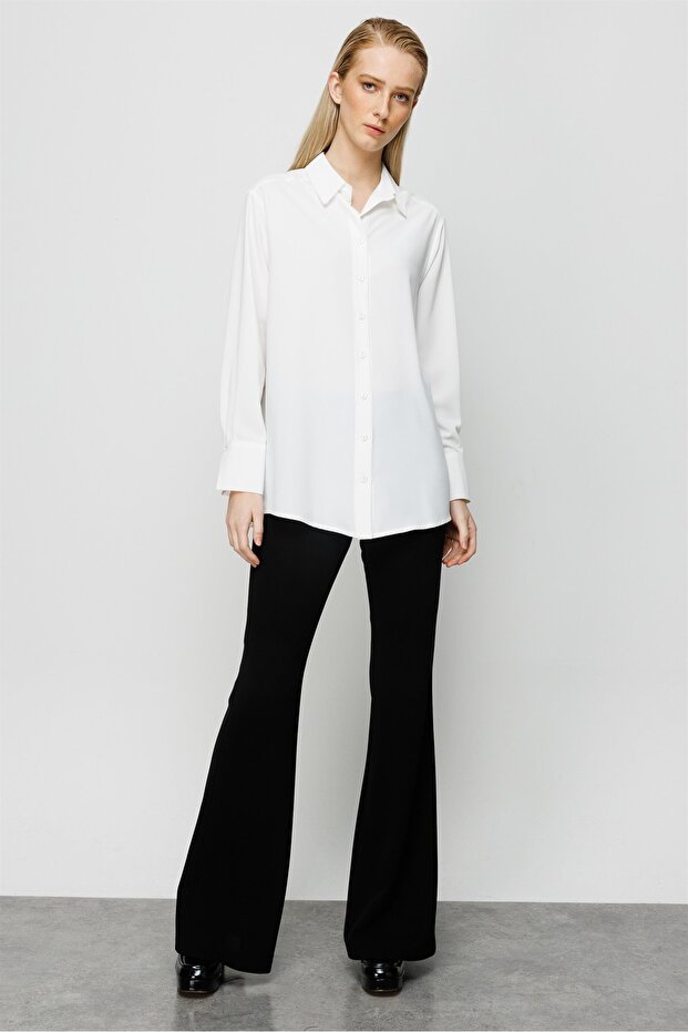 Modailgi Düşük Omuzlu Salaş Gömlek Ekru - 4