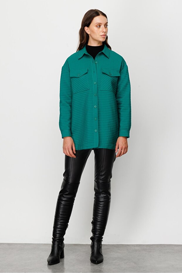 Modailgi Oversize Kapitone Tunik Yeşil - 3