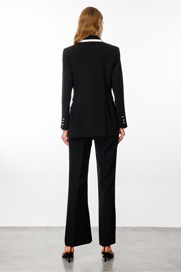 Modailgi  Enkürüsteli Çift Düğme Ceket Siyah - 6