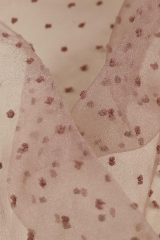 Flocked Dalya Organza Dusty Rose Color Fabric