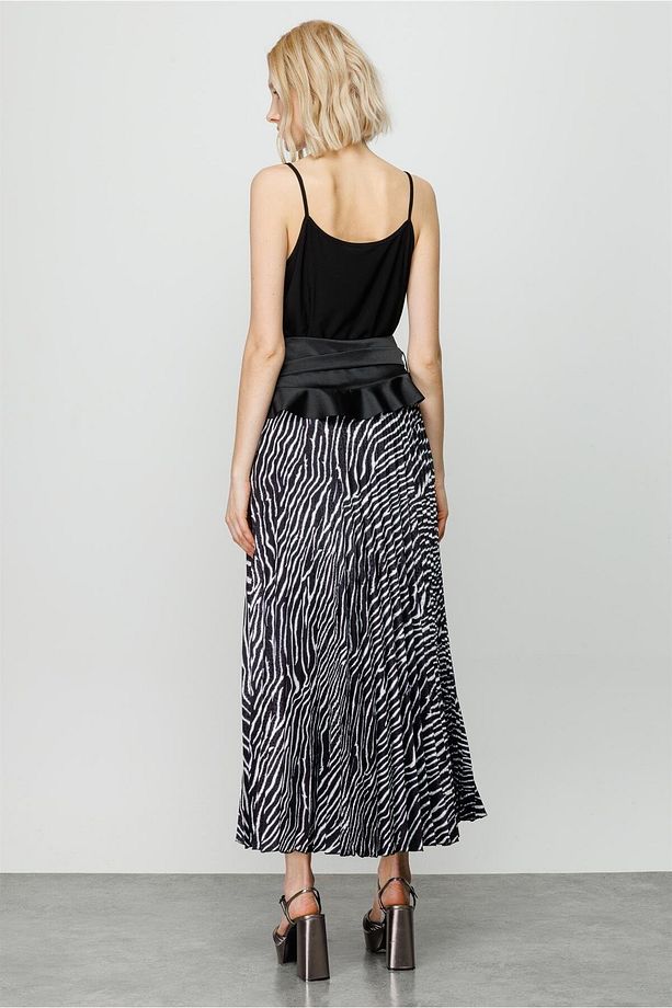 Modailgi Zebra Desenli Plisoley Etek Siyah - 4